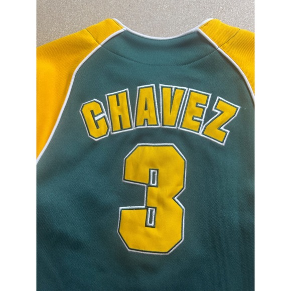 Kids Athletics Chavez #3 Baseball Jersey True Fan MLB Oakland Green Gold - Picture 3 of 9